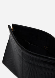 Small Leather Clutch with Chain - Black - CO Collections